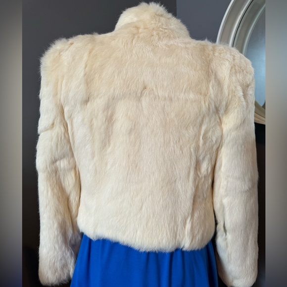 Vintage Split End LTD White Rabbit Fur Coat Size Small - Picture 9 of 10